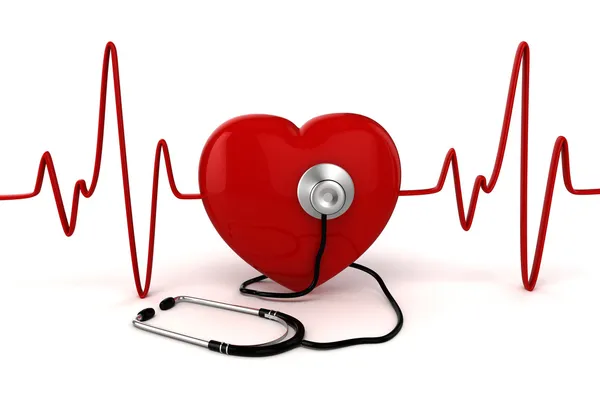 3d big red heart health and medicine concept — Stock Photo, Image