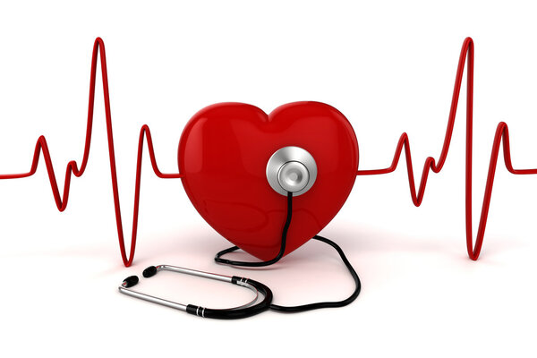 3d большое красное сердце здоровья и медицины концепции
