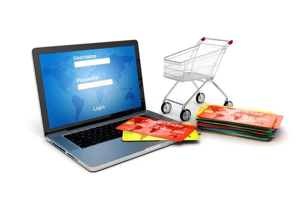 3d concetto di shopping online — Foto Stock