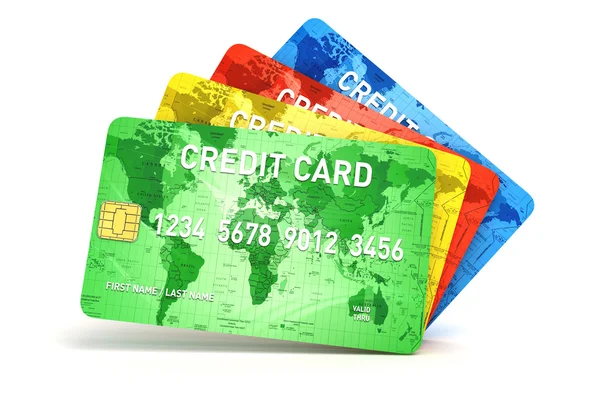 Cartes de crédit 3d sur fond blanc — Photo