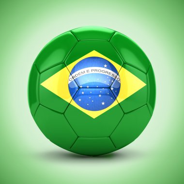 Brezilya bayrağı ile 3D futbol topu