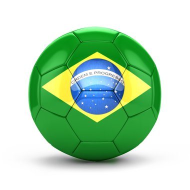 Brezilya bayrağı ile 3D futbol topu