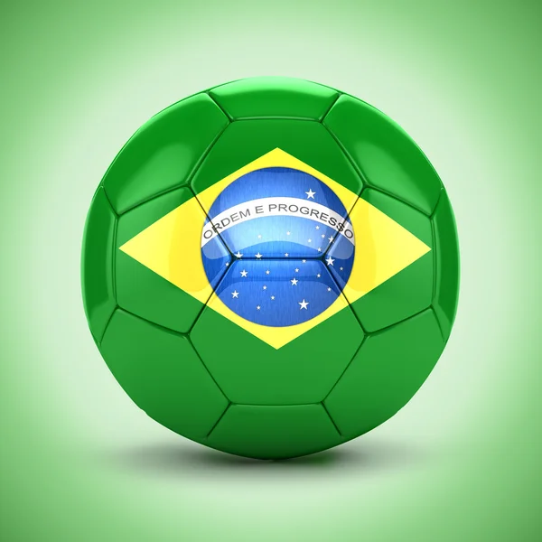 3d soccer ball with brazil flag — Stock Photo, Image