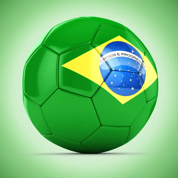 3d soccer ball with brazil flag — Stock Photo, Image
