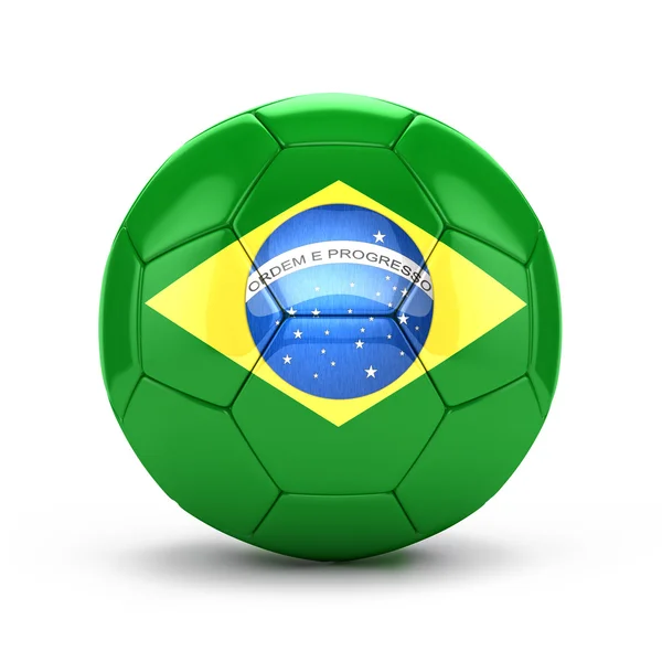 3d soccer ball with brazil flag — Stock Photo, Image