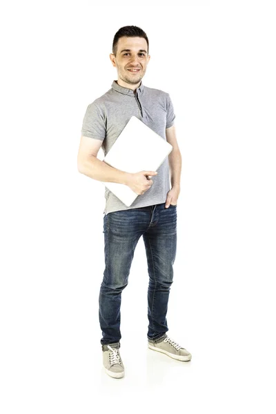 Casual man and laptop — Stock Photo, Image