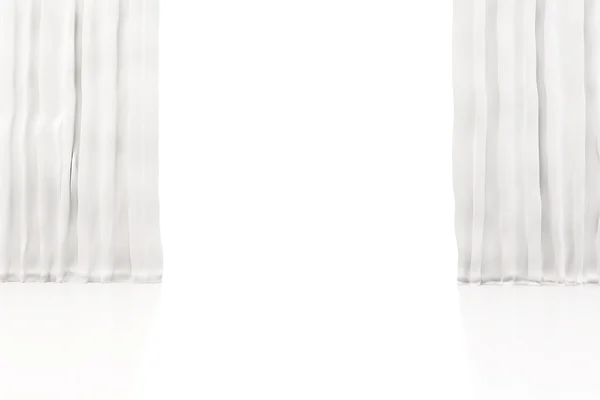 3d white clean curtain, on white — Stock Photo, Image