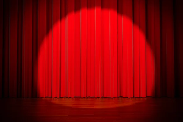 3d red curtain lit by spot light — Stock Photo, Image