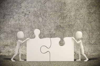 3d adam iki puzzle parçaları birleştirme