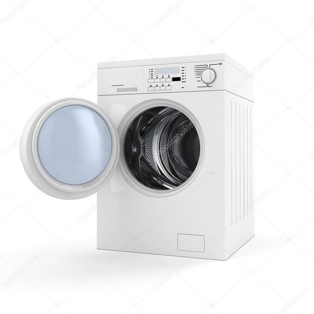 3d washing machine on white background