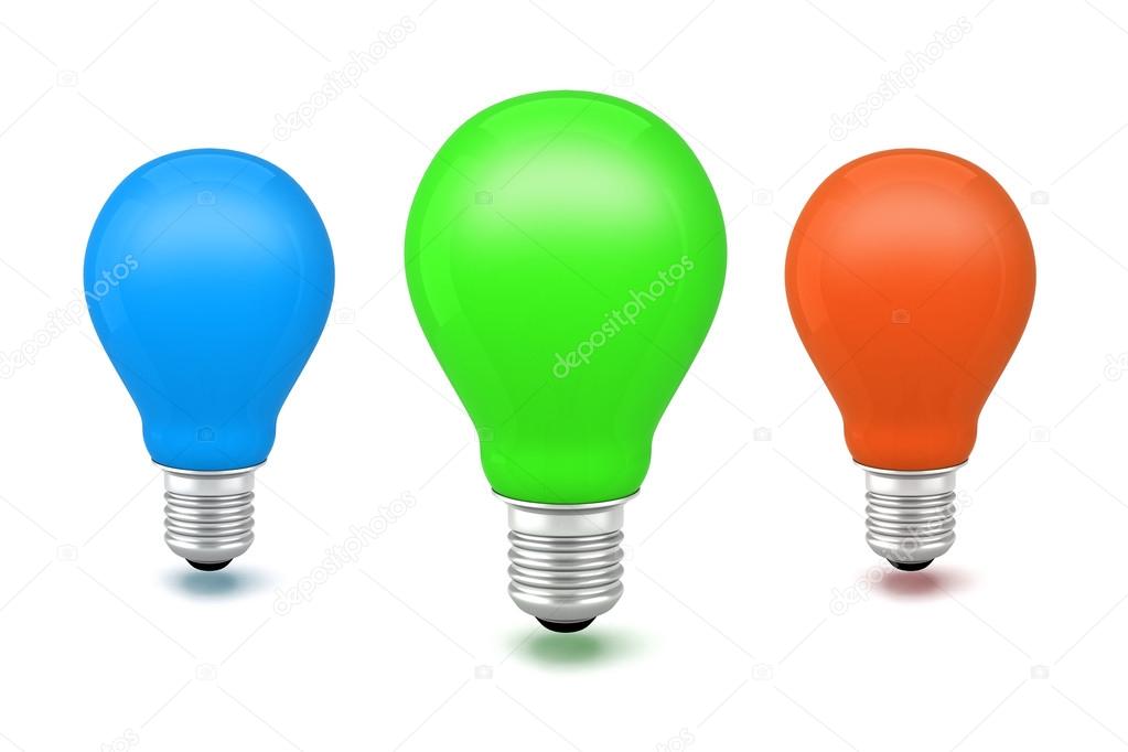 3d image of colorful light bulbs