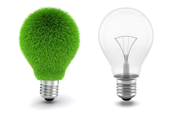 3d image of light bulb, sustainable energy concept — Stock Photo, Image