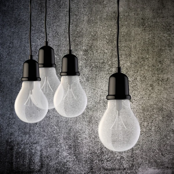 3d light bulb on vintage concrete wall — Stock Photo, Image