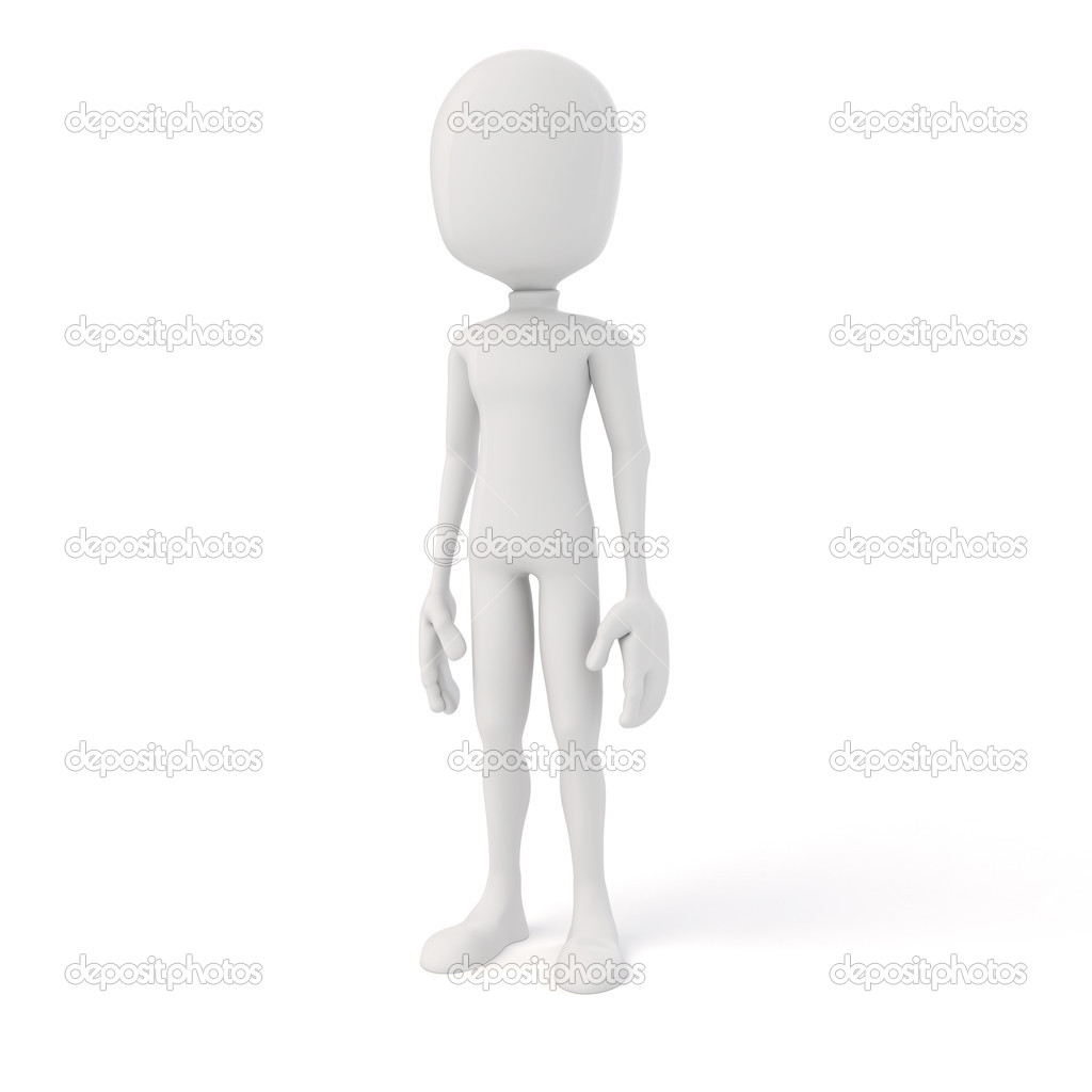 3d man posing in neutral position on white background