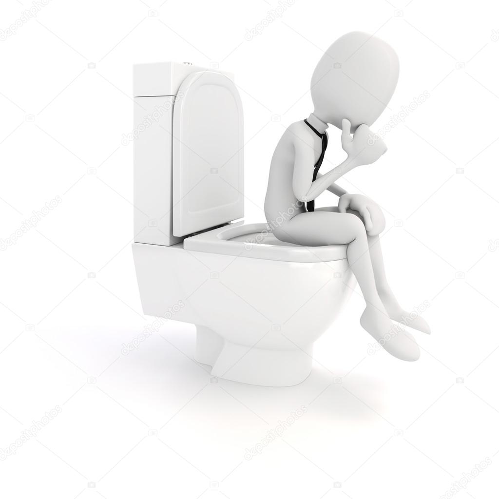 3d man businessman on toilet