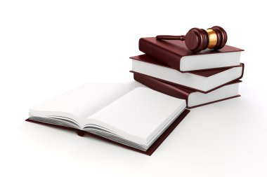 3D tokmak ve beyaz arka plan üzerinde kitap