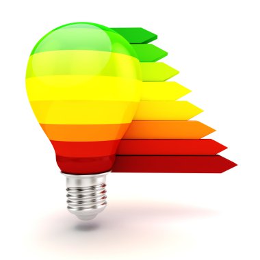 3d light bulb, energy efficiency concept clipart