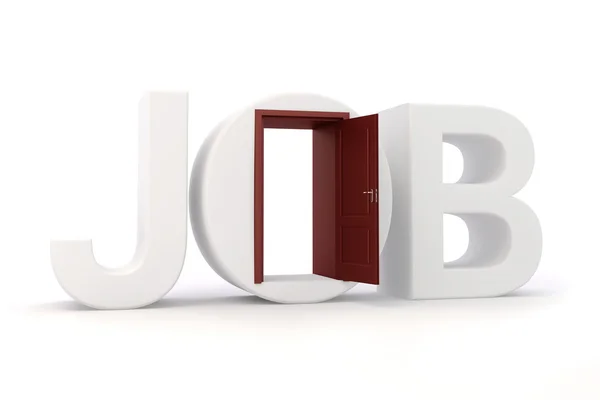 3d job text and door, on white background — Stock Photo, Image