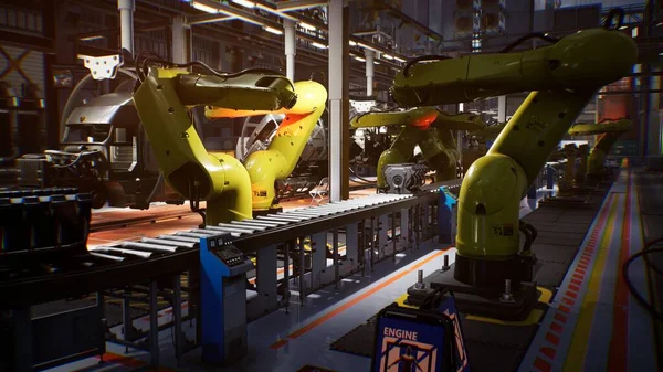 Render Automotive Factory Assembly Line Production Manufacturing Process — Stock Photo, Image