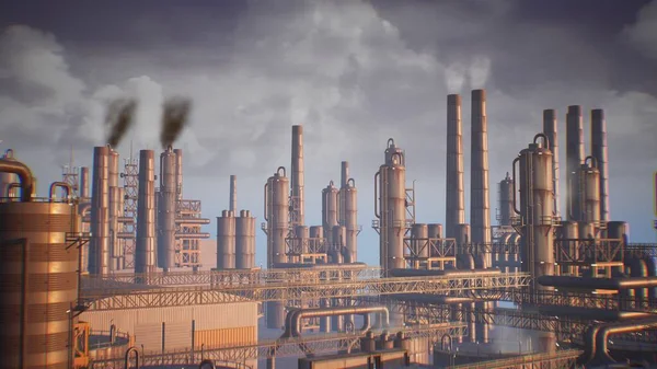 Візуалізація Заводу Екстер Єру Промислового Єкта Електростанції — стокове фото