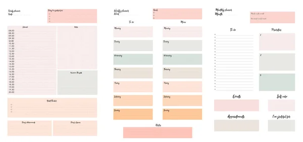 Paquete Diseño Plantilla Organizador Mensual Semanal Diario — Foto de Stock