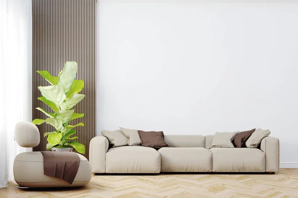 Render Beautiful Interior Design Mock Empty Wall — Fotografia de Stock