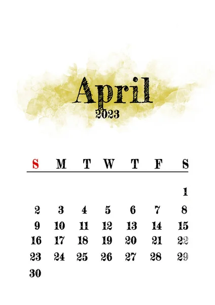 2023 Duben Měsíc Kalendář Šablona Minimalistický Design — Stock fotografie