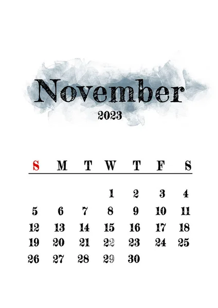 2023 Novembro Mês Calendário Modelo Design Minimalista — Fotografia de Stock