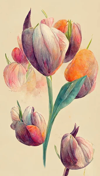 Beautiful tulip, pastel colors illustration, perfect for any design