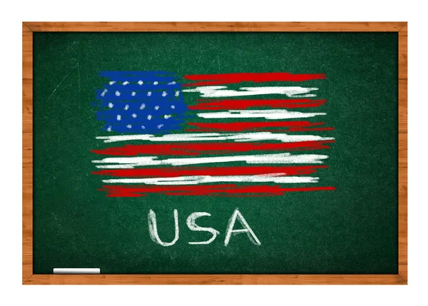 USA vlag op groene schoolbord — Stockfoto