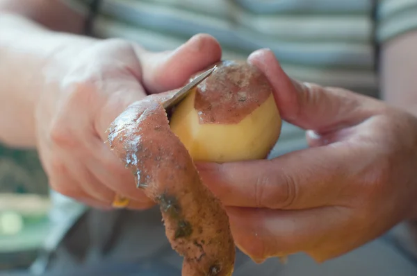 Patates soyma — Stok fotoğraf