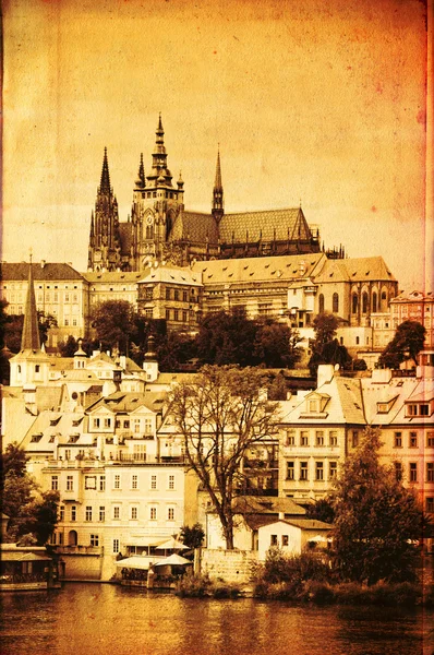 Prague castle, vintage editing — Stock Photo, Image