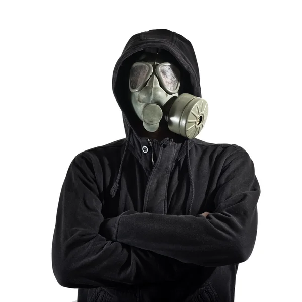 Muž nosí plynová maska — Stock fotografie