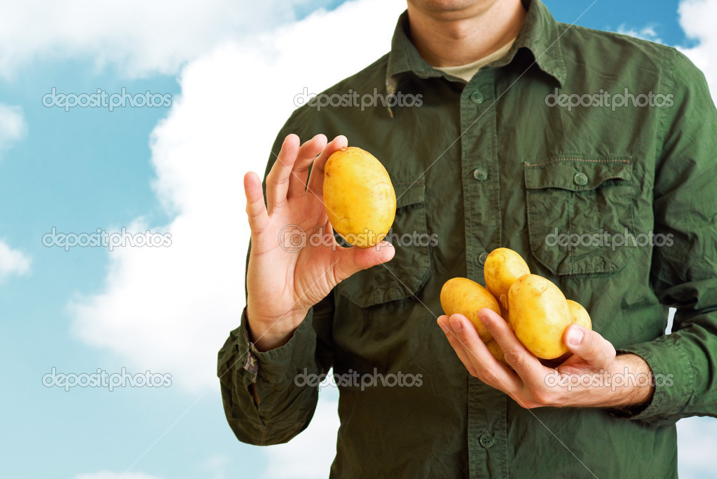 Farmer holding potato