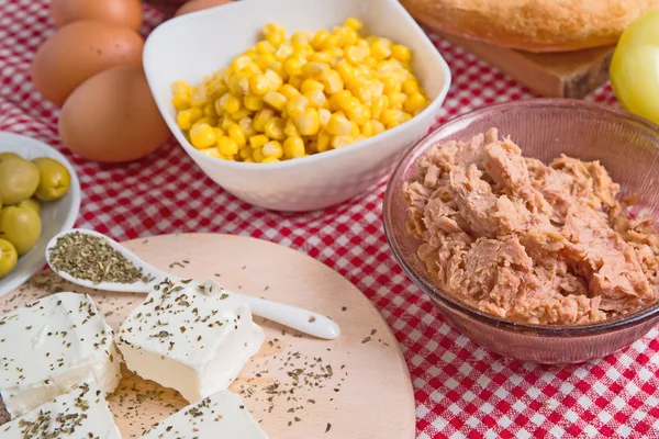 Tuna salad ingredients — Stock Photo, Image