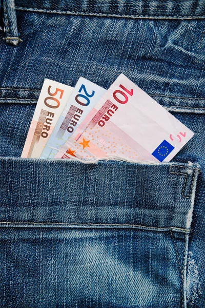 Євро в кишені — стокове фото