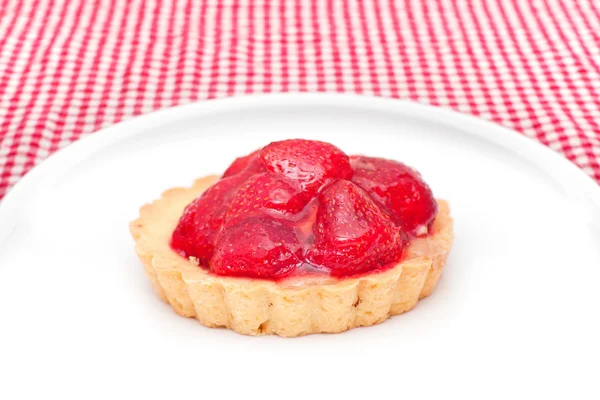 Strawberry cookie on plate — Stock Photo, Image