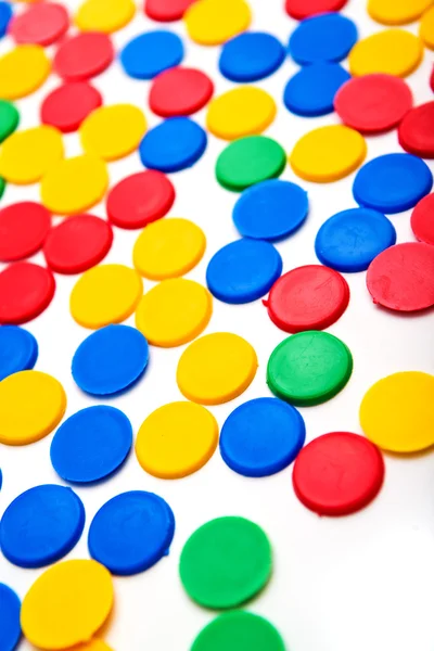 Colorful plastic chip coins — Stock Photo, Image