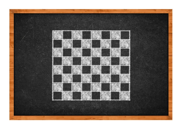 Chess board drawing on a black chalkboard — Stock Photo, Image