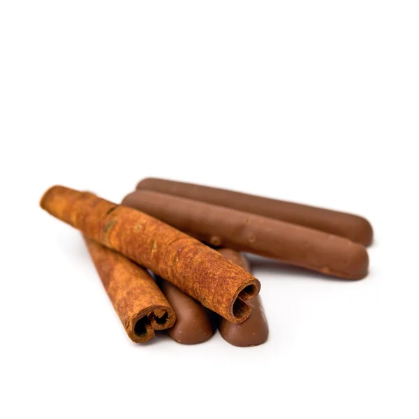 Chocolate and cinnamon — Stock Photo, Image