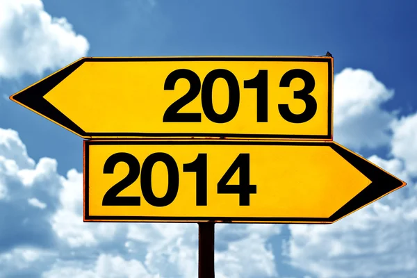 2013 or 2014, opposite signs — Stock Photo, Image