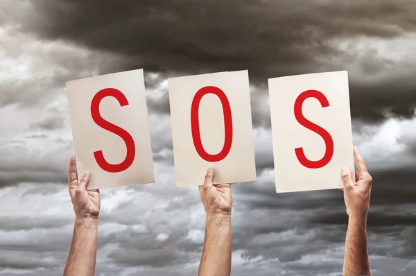 SOS-meddelande — Stockfoto