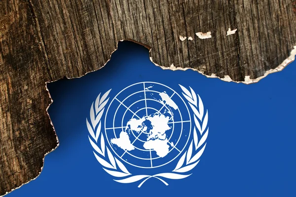 UN flag on Crumpled paper texture — Stock Photo, Image