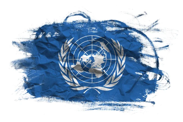 Drapeau de l'ONU sur papier froissé texture — Photo