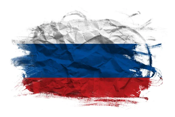 Bandiera russa su carta stropicciata — Foto Stock