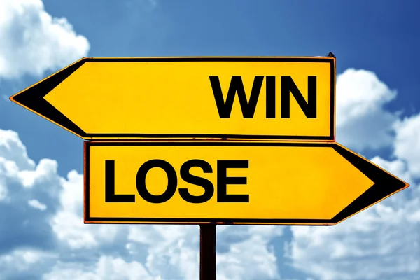 Win-lose situation, opposite signs — Stock Photo, Image
