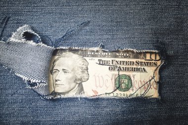 Yirmi dolar yırtık kot doku bir yasa