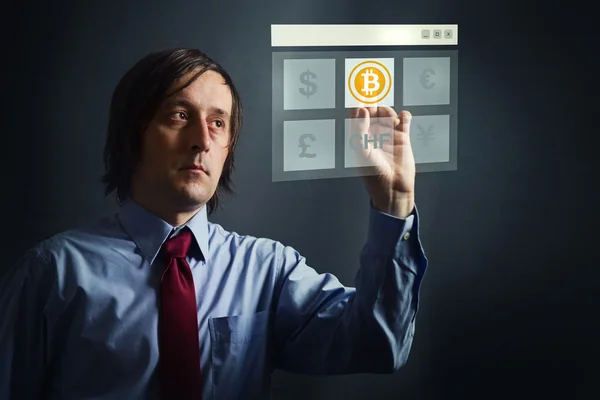 Choosing bitcoins as currency — Stock Photo, Image