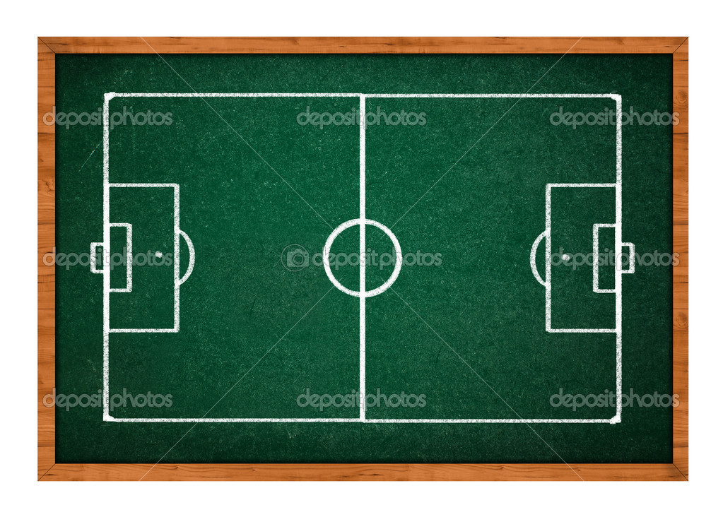 Soccer field on green chalkboard