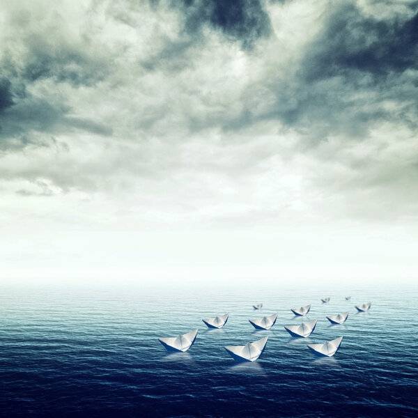 Blue sea with heavy storm clouds